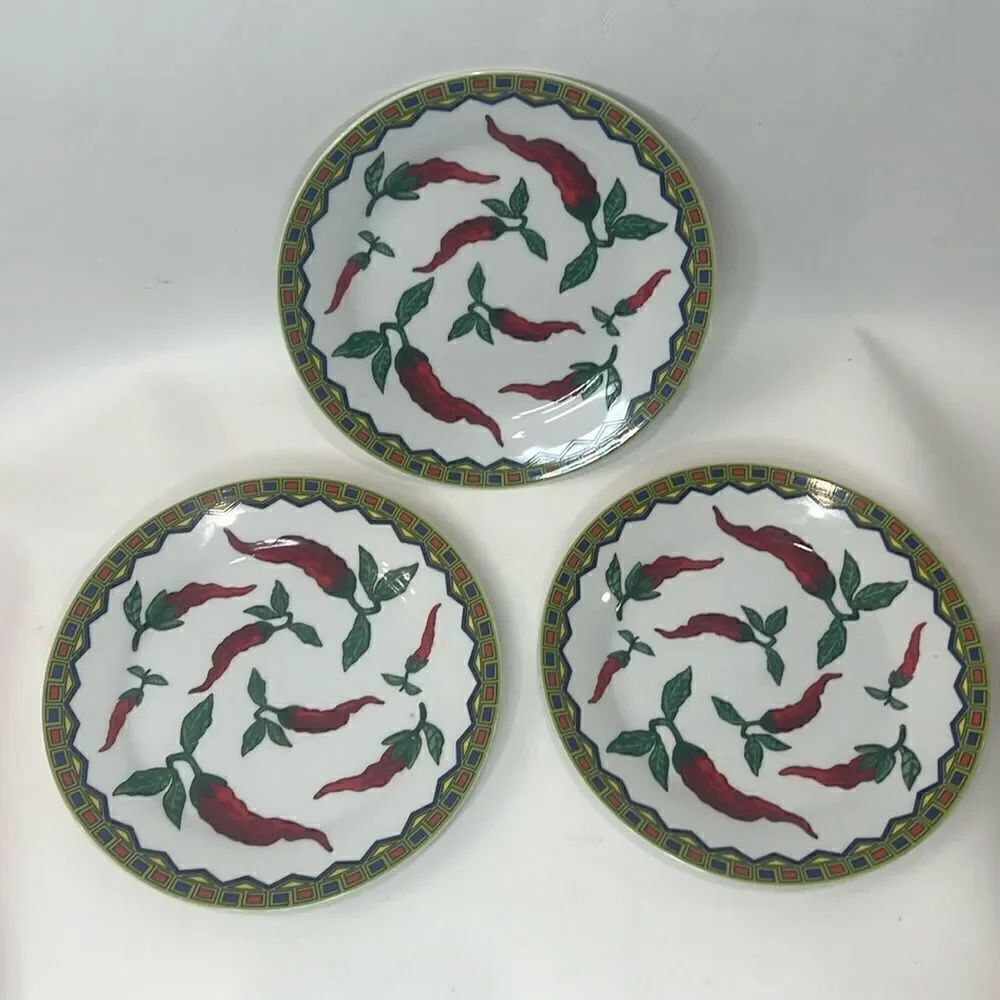 Godfinger & Co Pepper Saucer Salad Dessert Appetizer Plate 7 1/2 In Round Set 3